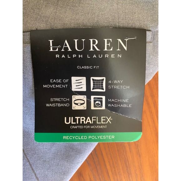 Lauren by Ralph Lauren Men's Pants UltraFlex Light Grey Pleated and Cuffed 40x34 - Picture 3 of 10